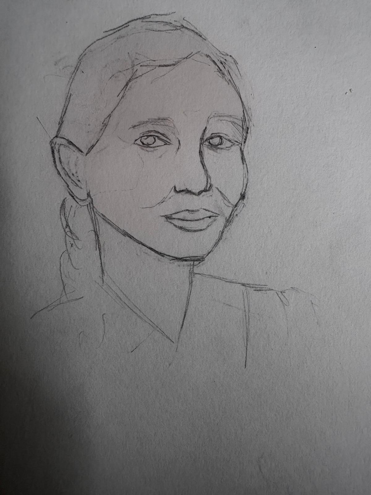 Relief Art — graphite study of a woman