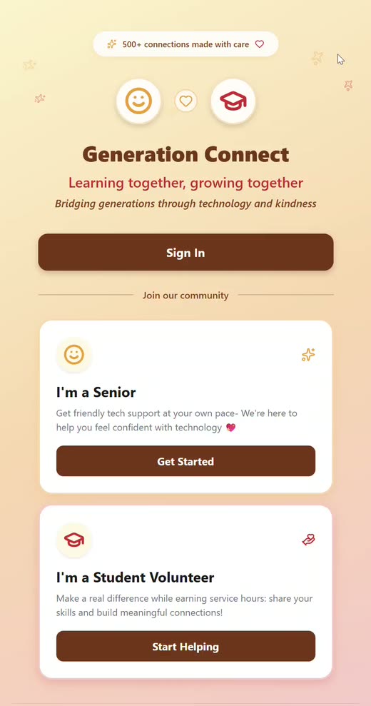Senior sign-up walkthrough