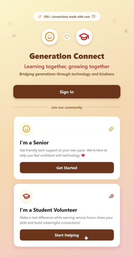 Student sign-up walkthrough